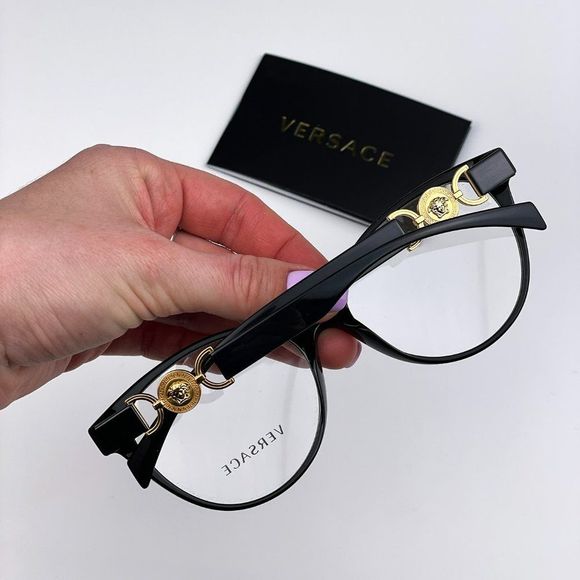 Versace VE3334 GB1 Eyeglasses Black Gold Cat Eye Women - Picture 5 of 13